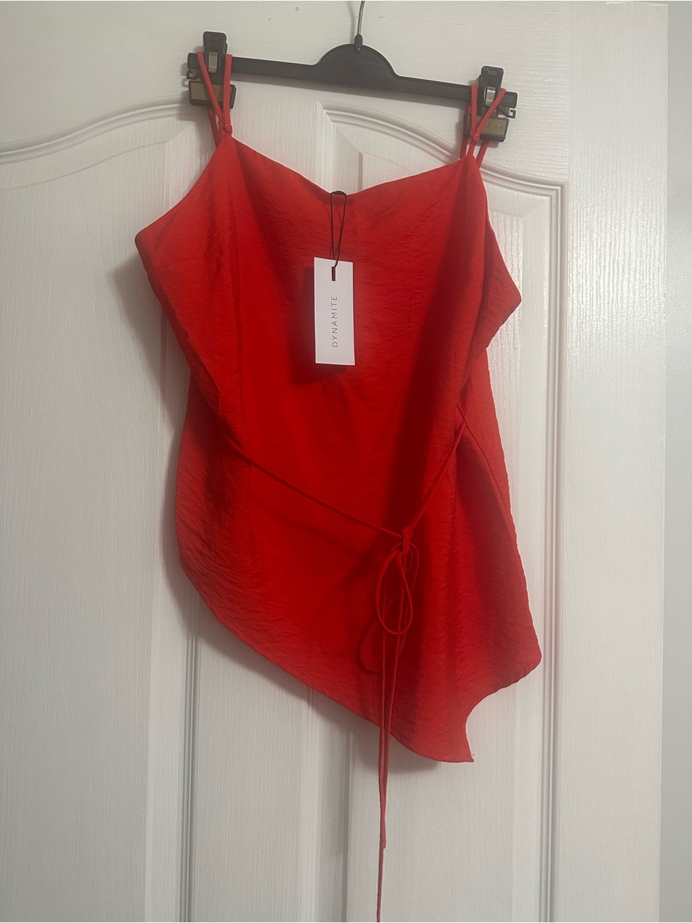 Dynamite Vibrant Red Asymmetric Tie Cami